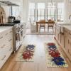 Artoid Mode Floral Eucalyptus Flowers 4TH of July Patriotic Kitchen Mats Set of 2, Memorial Day Home Decor Kitchen Rugs for Floor – 17×29 and 17×47 Inch
