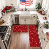 Artoid Mode Red Stars 4th of July Kitchen Mats Set of 2, Home Decor Patriotic Liberty Low-Profile Kitchen Rugs for Floor – 17×29 and 17×47 Inch