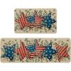 Artoid Mode American Flag Stars Eucalyptus Patriotic 4th of July Kitchen Mats Set of 2, Memorial Day Home Decor Kitchen Rugs for Floor – 17×29 and 17×47 Inch