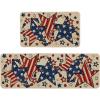Artoid Mode American Flag Stars Patriotic 4th of July Kitchen Mats Set of 2, Home Independence Day Memorial Day Decor Kitchen Rugs for Floor – 17×29 and 17×47 Inch(Beige)