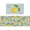 Artoid Mode Blue Lemons Flowers Summer Kitchen Mats Set of 2, Seasonal Sports Home Decor Low-Profile Kitchen Rugs for Floor – 17×29 and 17×47 Inch(Blue)