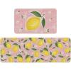 Artoid Mode Blue Lemons Flowers Summer Kitchen Mats Set of 2, Seasonal Sports Home Decor Low-Profile Kitchen Rugs for Floor – 17×29 and 17×47 Inch(Pink)
