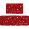 Artoid Mode Red Stars 4th of July Kitchen Mats Set of 2, Home Decor Patriotic Liberty Low-Profile Kitchen Rugs for Floor – 17×29 and 17×47 Inch