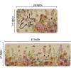 Artoid Mode Rabbit Bunny Flowers Happy Eggs Easter Kitchen Mats Set of 2, Spring Home Decor Low-Profile Kitchen Rugs for Floor – 17×29 and 17×47 Inch