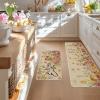 Artoid Mode Rabbit Bunny Flowers Happy Eggs Easter Kitchen Mats Set of 2, Spring Home Decor Low-Profile Kitchen Rugs for Floor – 17×29 and 17×47 Inch