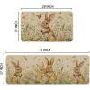 Artoid Mode Rabbit Bunny Tulip Flowers Easter Kitchen Mats Set of 2, Spring Home Decor Low-Profile Kitchen Rugs for Floor – 17×29 and 17×47 Inch