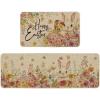 Artoid Mode Rabbit Bunny Flowers Happy Eggs Easter Kitchen Mats Set of 2, Spring Home Decor Low-Profile Kitchen Rugs for Floor – 17×29 and 17×47 Inch