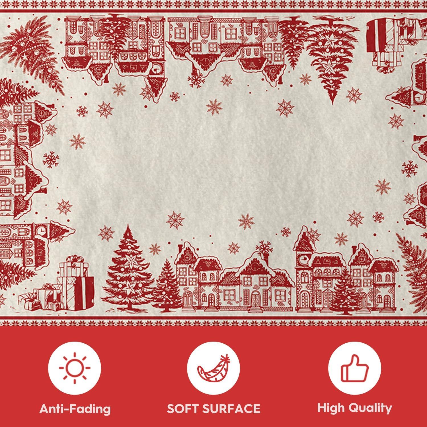 image:imageArtoid Mode Beige House Xmas Tree Christmas Runner Rug Winter Home Decor LowProfile NonSlip Washable Carpet Runner for Hallways Kitchen Laundry Bedroom Bathroom 2x6 FeetBeige
