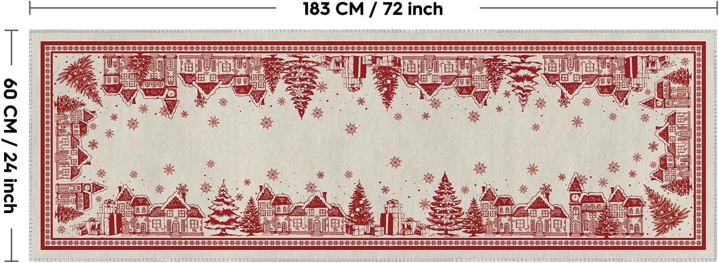 image:imageArtoid Mode Beige House Xmas Tree Christmas Runner Rug Winter Home Decor LowProfile NonSlip Washable Carpet Runner for Hallways Kitchen Laundry Bedroom Bathroom 2x6 FeetBeige