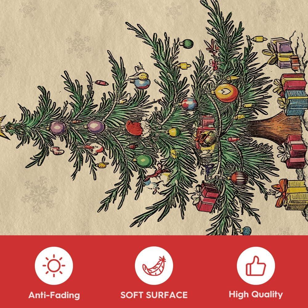 image:imageArtoid Mode Beige Xmas Tree Merry Christmas Area Rug Winter Home Decor LowProfile NonSlip Washable Large Rug for Living Room Bedroom Farmhouse Dining Room Kids Playroom 5x7 FeetBeige