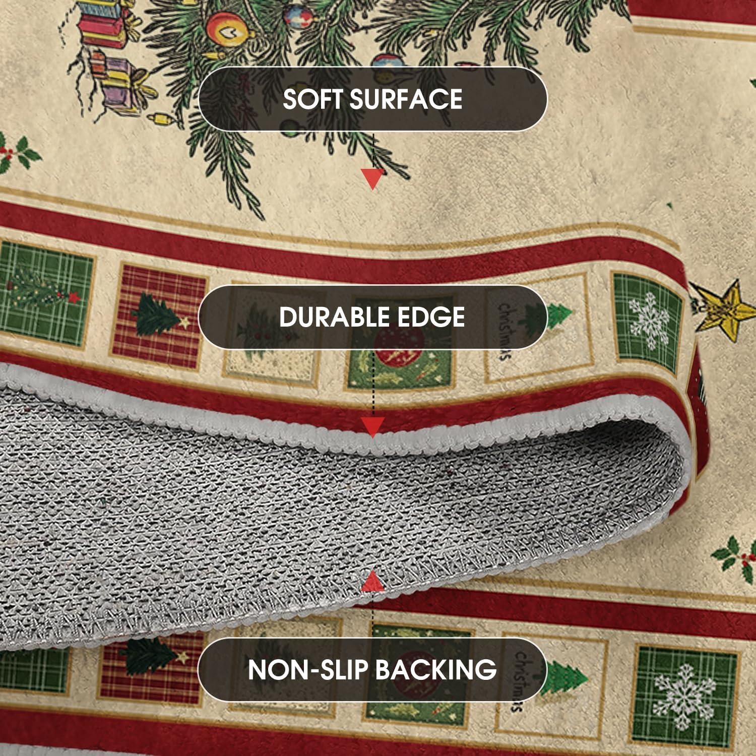 image:imageArtoid Mode Beige Xmas Tree Merry Christmas Area Rug Winter Home Decor LowProfile NonSlip Washable Large Rug for Living Room Bedroom Farmhouse Dining Room Kids Playroom 5x7 FeetBeige