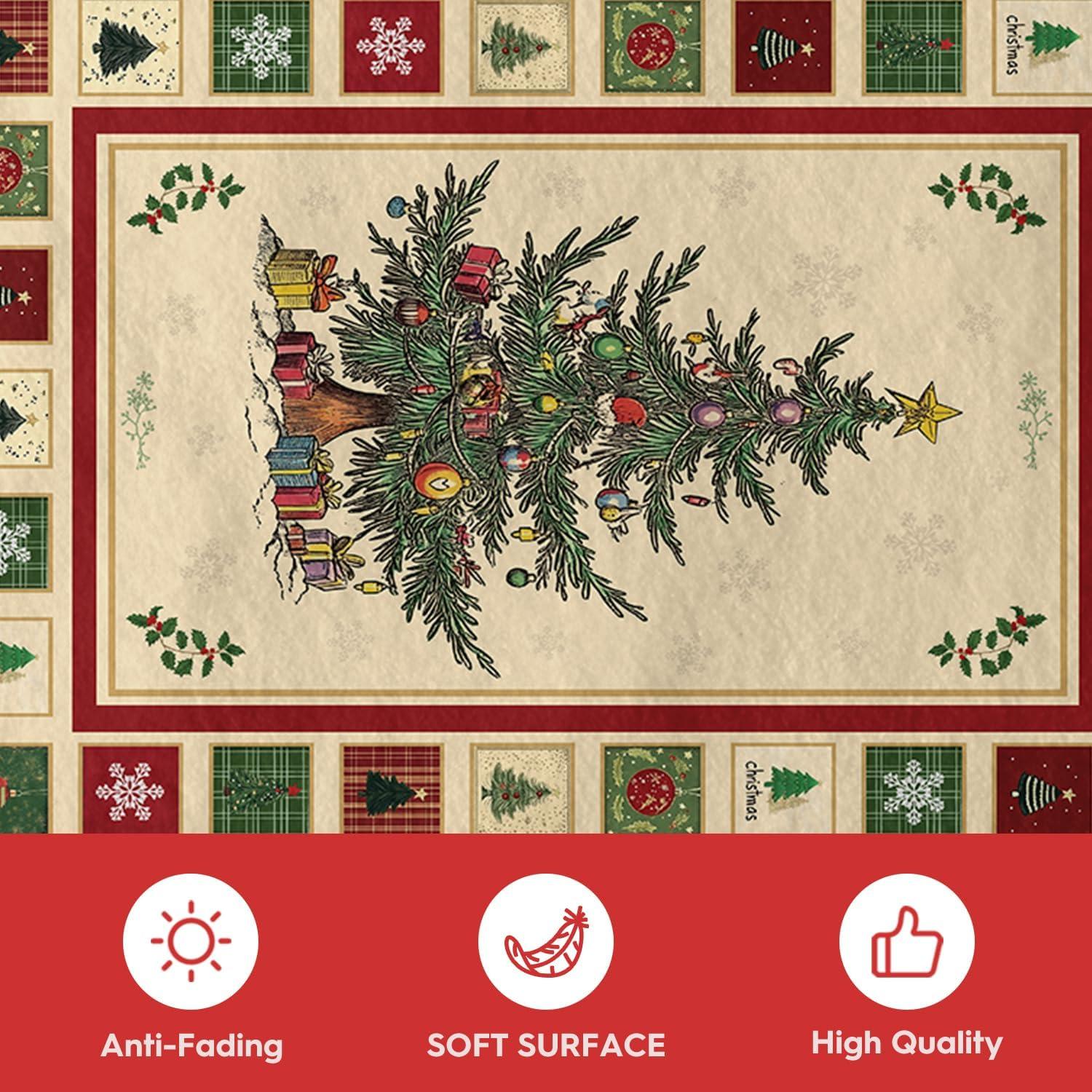 image:imageArtoid Mode Beige Xmas Tree Merry Christmas Area Rug Winter Home Decor LowProfile NonSlip Washable Large Rug for Living Room Bedroom Farmhouse Dining Room Kids Playroom 5x7 FeetBeige