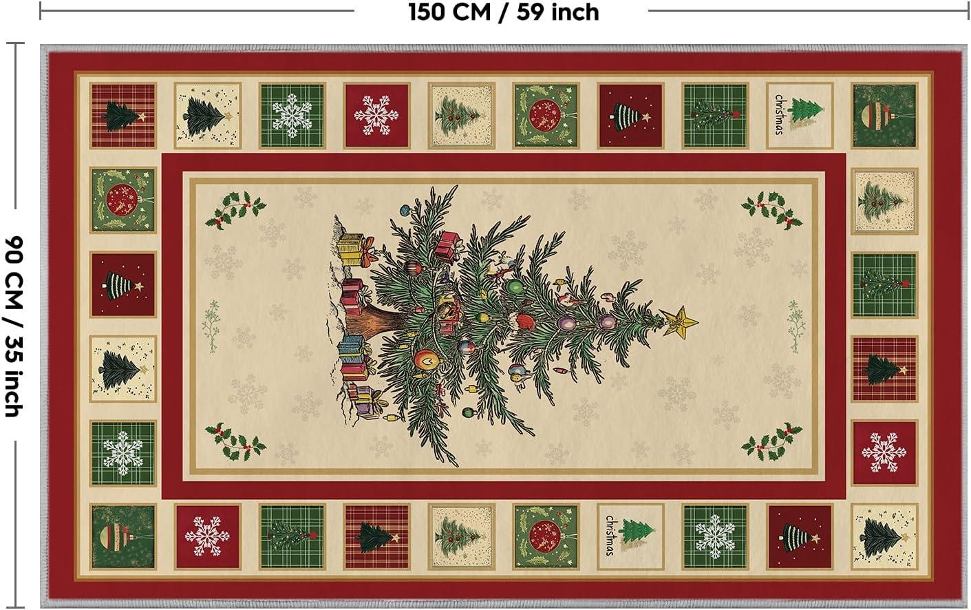 image:imageArtoid Mode Beige Xmas Tree Merry Christmas Area Rug Winter Home Decor LowProfile NonSlip Washable Large Rug for Living Room Bedroom Farmhouse Dining Room Kids Playroom 5x7 FeetBeige