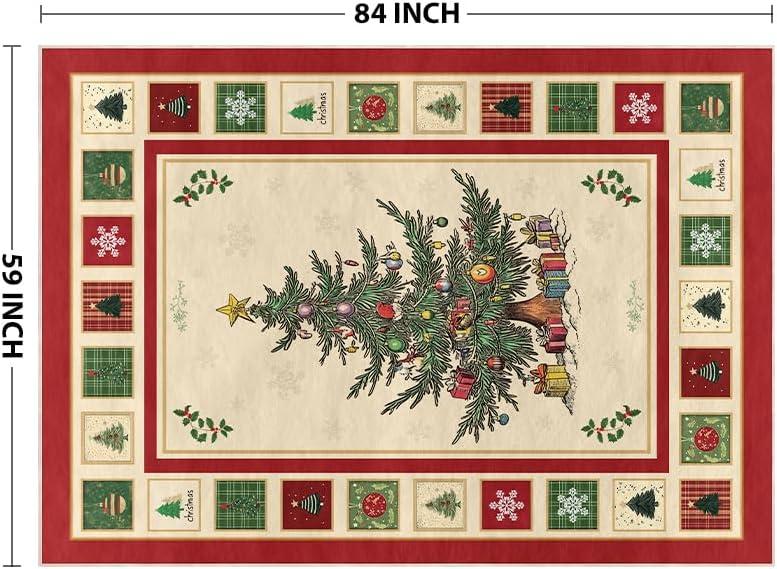 image:imageArtoid Mode Beige Xmas Tree Merry Christmas Area Rug Winter Home Decor LowProfile NonSlip Washable Large Rug for Living Room Bedroom Farmhouse Dining Room Kids Playroom 5x7 FeetBeige