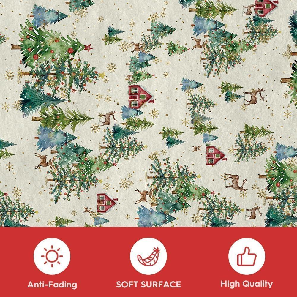 image:imageArtoid Mode Green Pine Tree House Christmas Door Mat Winter Home Decor LowProfile NonSlip Washable Throw Rug for Kitchen Entryway Front Door Bedroom Bathroom 2x3 FeetGreen