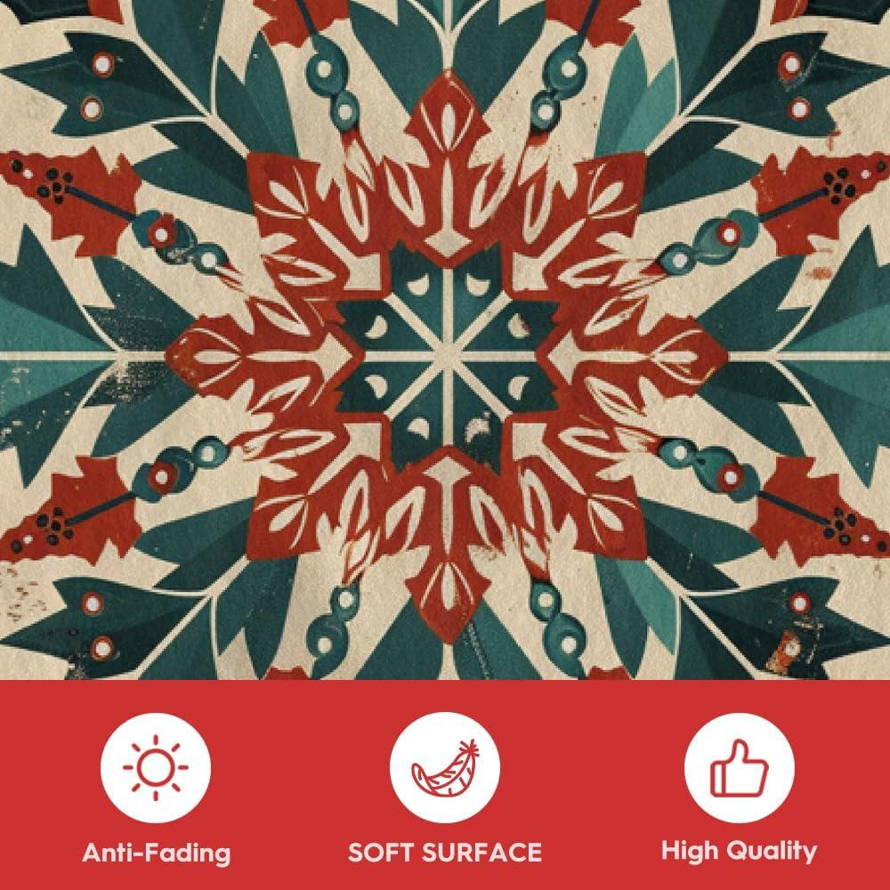 image:imageArtoid Mode Moroccan Style Snowflake Christmas Area Rug Winter Home Decor LowProfile NonSlip Washable Large Rug for Living Room Bedroom Farmhouse Dining Room Kids Playroom 5x7 Feet