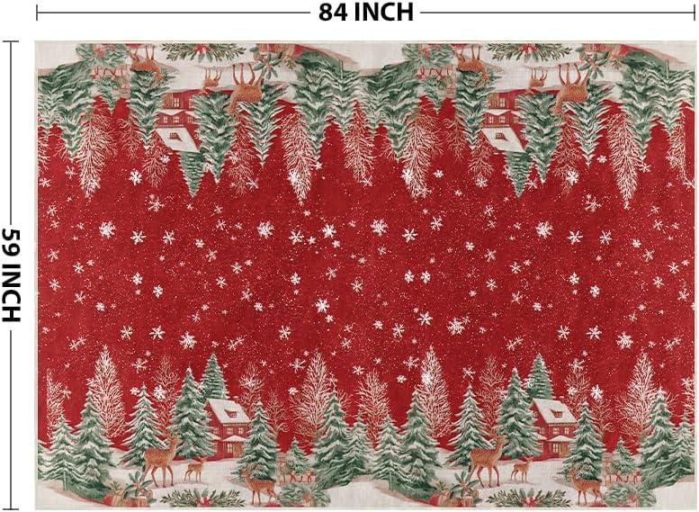 image:imageArtoid Mode Red Pine Tree Deer Christmas Door Mat Winter Home Decor LowProfile NonSlip Washable Throw Rug for Kitchen Entryway Front Door Bedroom Bathroom 2x3 FeetRed