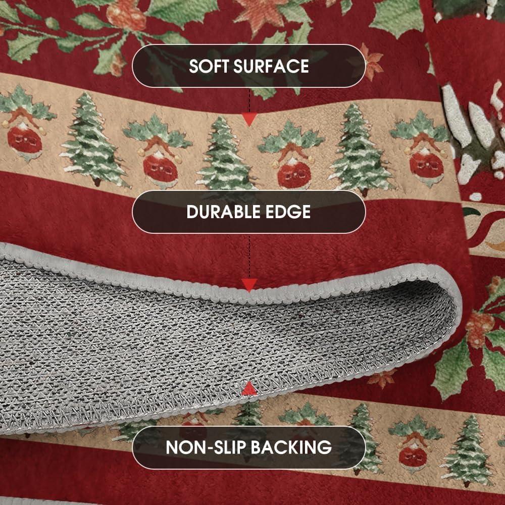 image:imageArtoid Mode Red Santa Claus Deer Christmas Area Rug Winter Home Decor LowProfile NonSlip Washable Large Rug for Living Room Bedroom Farmhouse Dining Room Kids Playroom 3x5 FeetRed