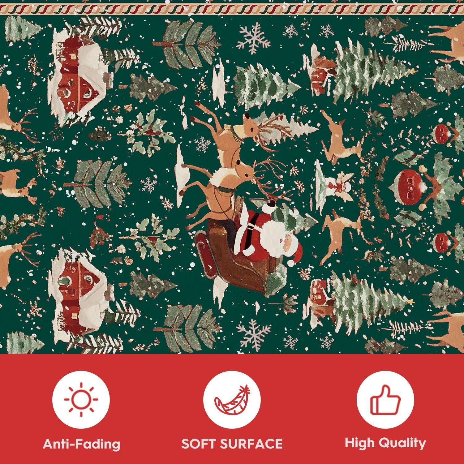image:imageArtoid Mode Red Santa Claus Deer Christmas Area Rug Winter Home Decor LowProfile NonSlip Washable Large Rug for Living Room Bedroom Farmhouse Dining Room Kids Playroom 3x5 FeetGreen
