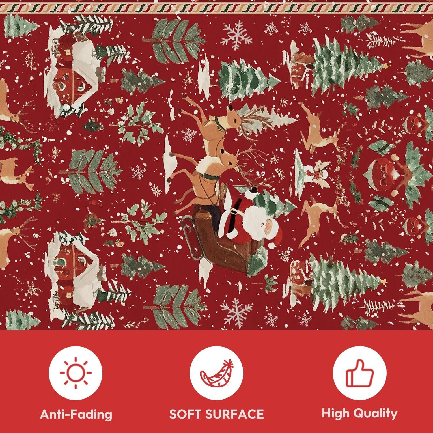 image:imageArtoid Mode Red Santa Claus Deer Christmas Area Rug Winter Home Decor LowProfile NonSlip Washable Large Rug for Living Room Bedroom Farmhouse Dining Room Kids Playroom 3x5 FeetRed