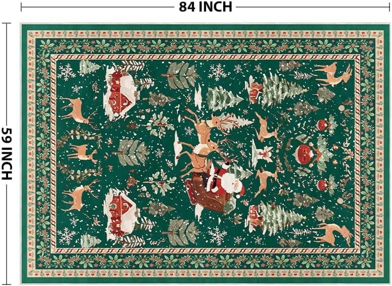 image:imageArtoid Mode Red Santa Claus Deer Christmas Area Rug Winter Home Decor LowProfile NonSlip Washable Large Rug for Living Room Bedroom Farmhouse Dining Room Kids Playroom 3x5 FeetGreen