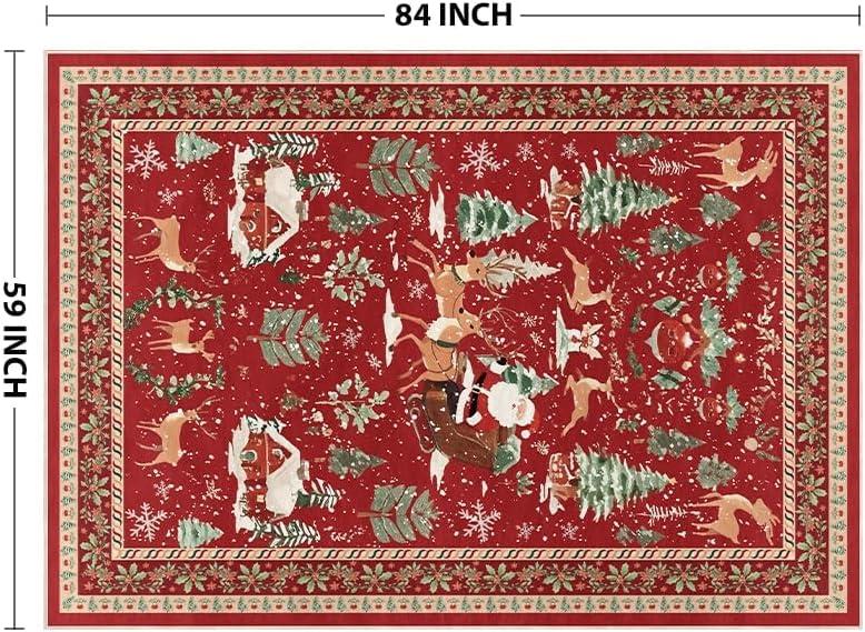 image:imageArtoid Mode Red Santa Claus Deer Christmas Area Rug Winter Home Decor LowProfile NonSlip Washable Large Rug for Living Room Bedroom Farmhouse Dining Room Kids Playroom 3x5 FeetRed