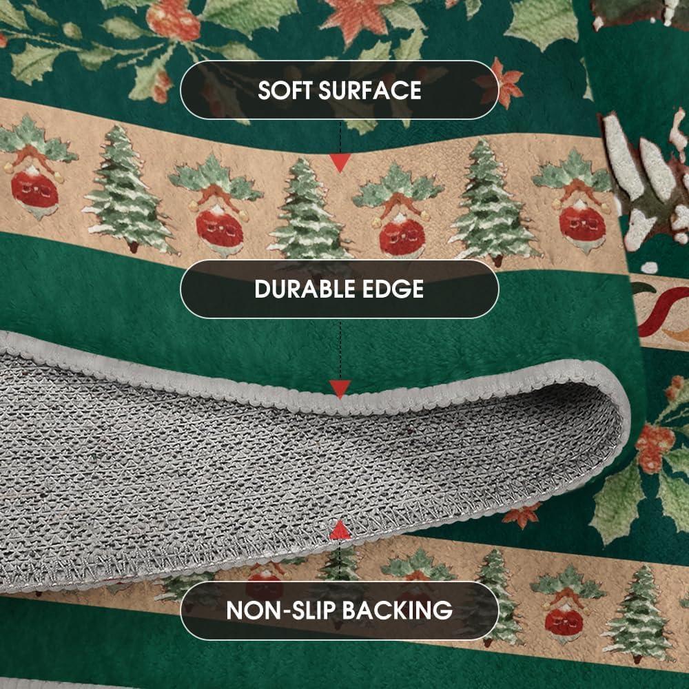 image:imageArtoid Mode Red Santa Claus Deer Christmas Area Rug Winter Home Decor LowProfile NonSlip Washable Large Rug for Living Room Bedroom Farmhouse Dining Room Kids Playroom 3x5 FeetGreen