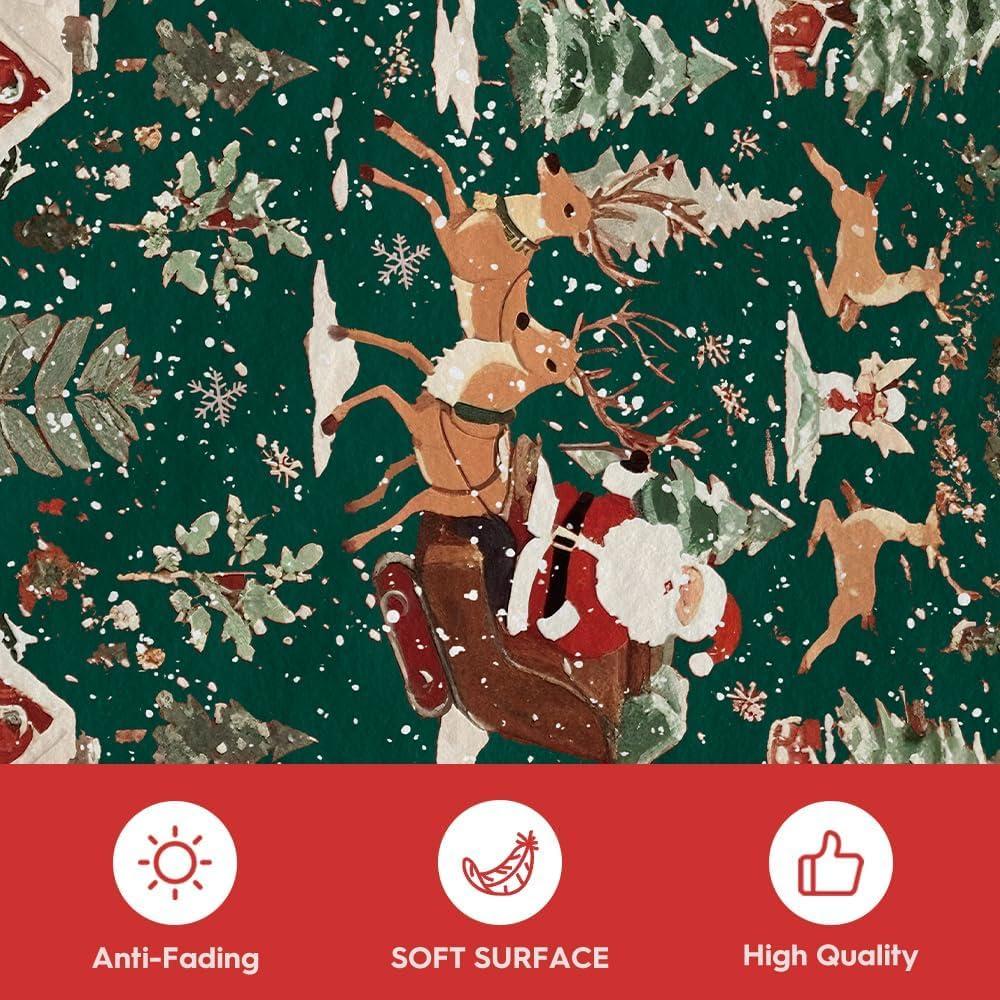 image:imageArtoid Mode Red Santa Claus Deer Christmas Area Rug Winter Home Decor LowProfile NonSlip Washable Large Rug for Living Room Bedroom Farmhouse Dining Room Kids Playroom 3x5 FeetGreen