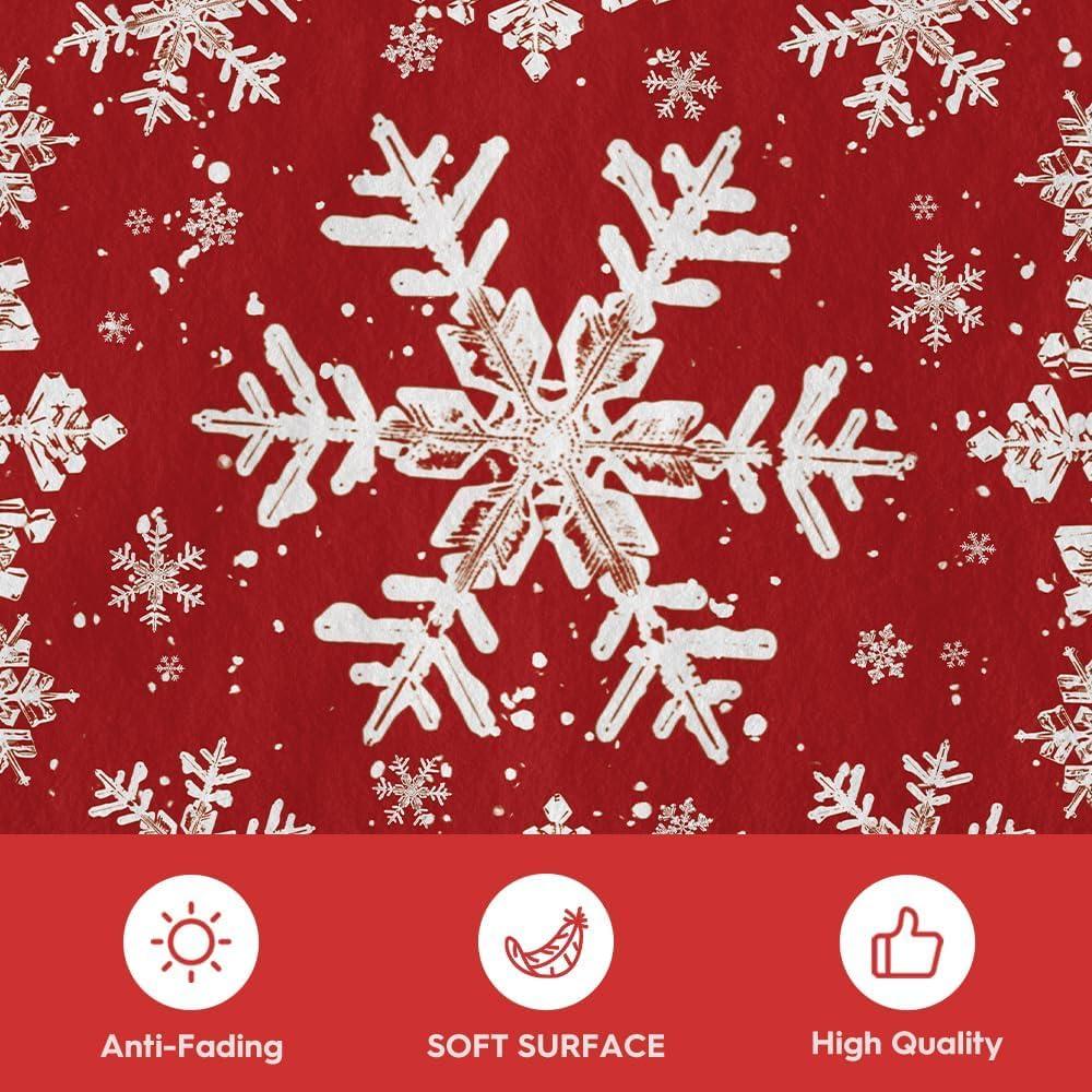 image:imageArtoid Mode Red Snowflake Pinecone Winter Area Rug Christmas Home Decor LowProfile NonSlip Washable Large Rug for Living Room Bedroom Farmhouse Dining Room Kids Playroom 5x7 FeetRed