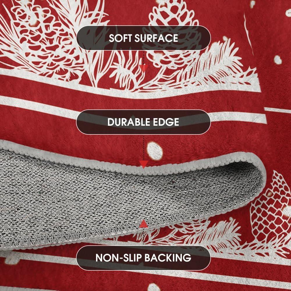 image:imageArtoid Mode Red Snowflake Pinecone Winter Area Rug Christmas Home Decor LowProfile NonSlip Washable Large Rug for Living Room Bedroom Farmhouse Dining Room Kids Playroom 5x7 FeetRed