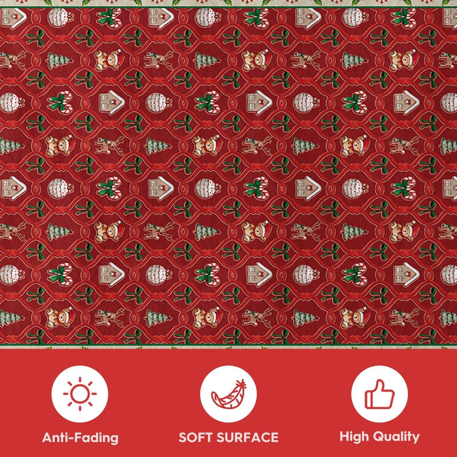 image:imageArtoid Mode Red Xmas Ball Bear Christmas Area Rug Winter Home Decor LowProfile NonSlip Washable Large Rug for Living Room Bedroom Farmhouse Dining Room Kids Playroom 5x7 FeetRed