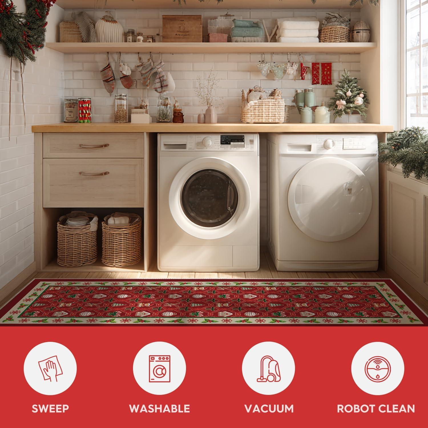 image:imageArtoid Mode Red Xmas Ball Bear Christmas Area Rug Winter Home Decor LowProfile NonSlip Washable Large Rug for Living Room Bedroom Farmhouse Dining Room Kids Playroom 5x7 FeetRed