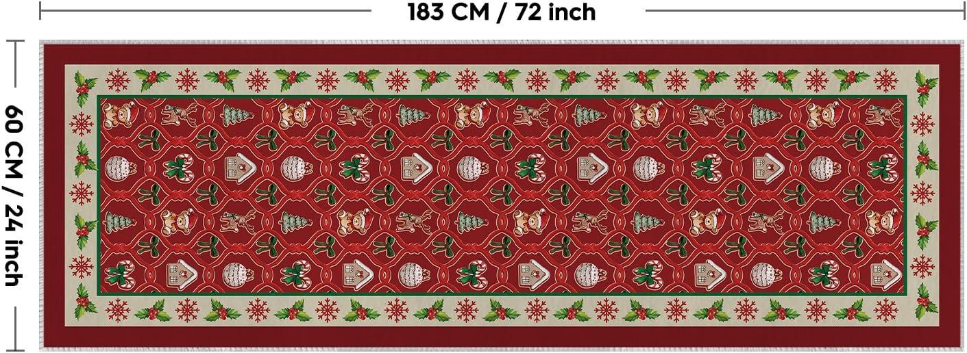 image:imageArtoid Mode Red Xmas Ball Bear Christmas Area Rug Winter Home Decor LowProfile NonSlip Washable Large Rug for Living Room Bedroom Farmhouse Dining Room Kids Playroom 5x7 FeetRed