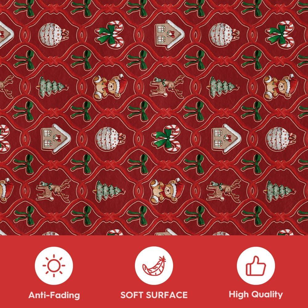 image:imageArtoid Mode Red Xmas Ball Bear Christmas Area Rug Winter Home Decor LowProfile NonSlip Washable Large Rug for Living Room Bedroom Farmhouse Dining Room Kids Playroom 5x7 FeetRed
