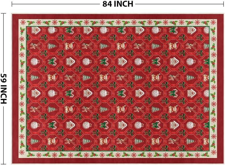 image:imageArtoid Mode Red Xmas Ball Bear Christmas Area Rug Winter Home Decor LowProfile NonSlip Washable Large Rug for Living Room Bedroom Farmhouse Dining Room Kids Playroom 5x7 FeetRed