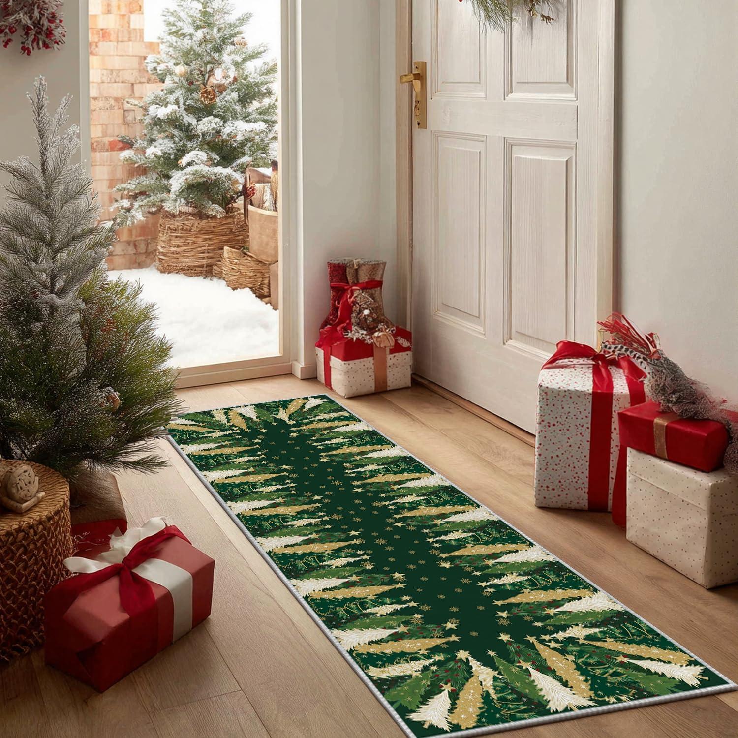 image:imageArtoid Mode Red Xmas Tree Snowflake Christmas Area Rug Winter Home Decor LowProfile NonSlip Washable Large Rug for Living Room Bedroom Farmhouse Dining Room Kids Playroom 5x7 FeetGreen