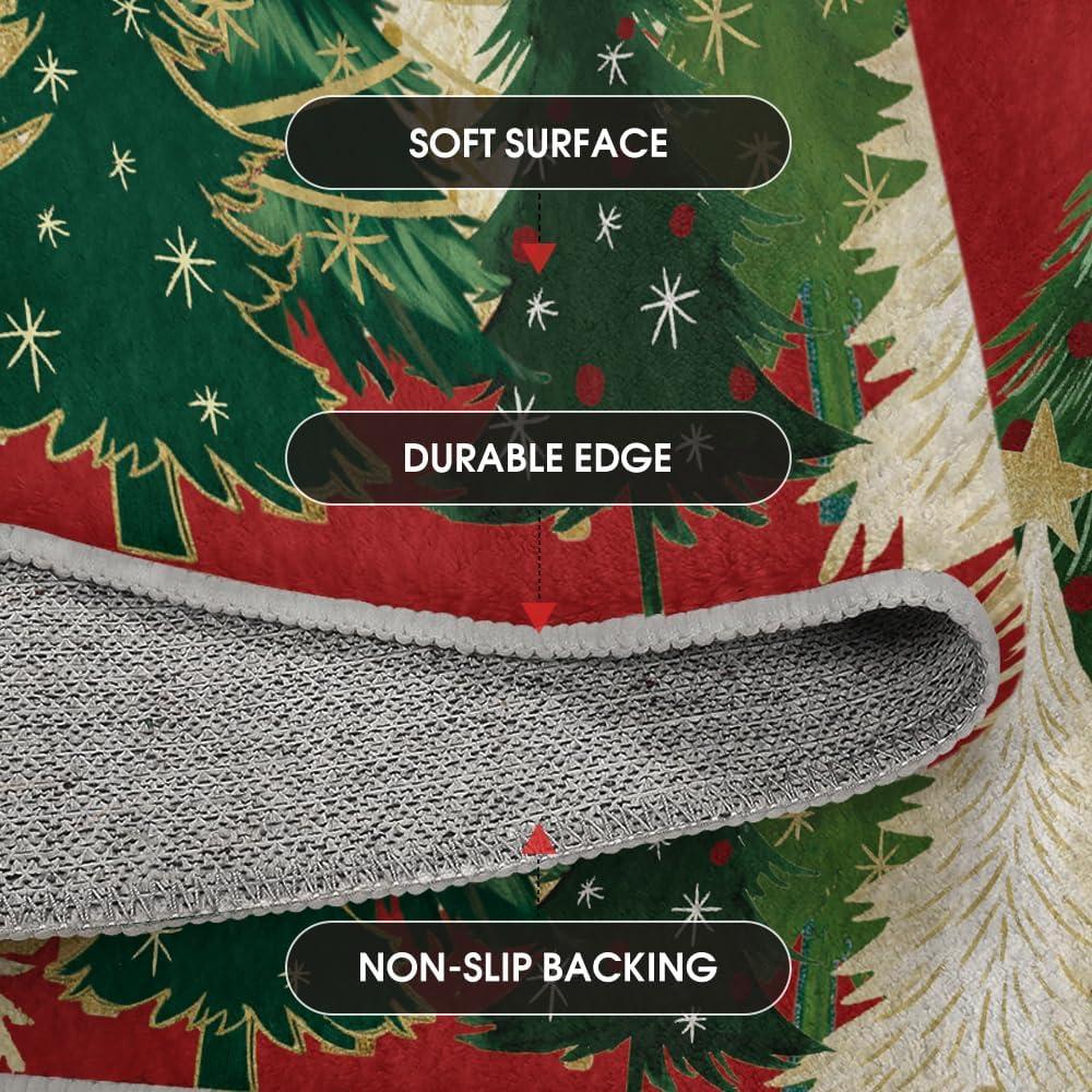 image:imageArtoid Mode Red Xmas Tree Snowflake Christmas Area Rug Winter Home Decor LowProfile NonSlip Washable Large Rug for Living Room Bedroom Farmhouse Dining Room Kids Playroom 5x7 FeetRed