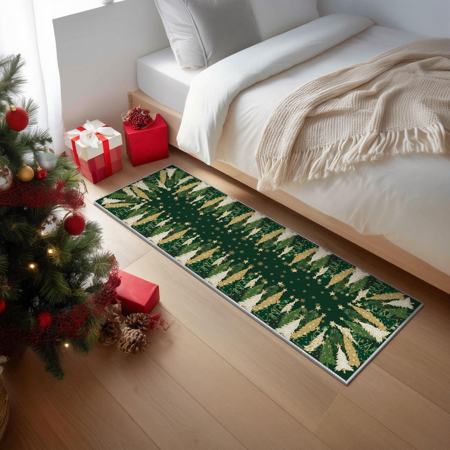 image:imageArtoid Mode Red Xmas Tree Snowflake Christmas Area Rug Winter Home Decor LowProfile NonSlip Washable Large Rug for Living Room Bedroom Farmhouse Dining Room Kids Playroom 5x7 FeetGreen