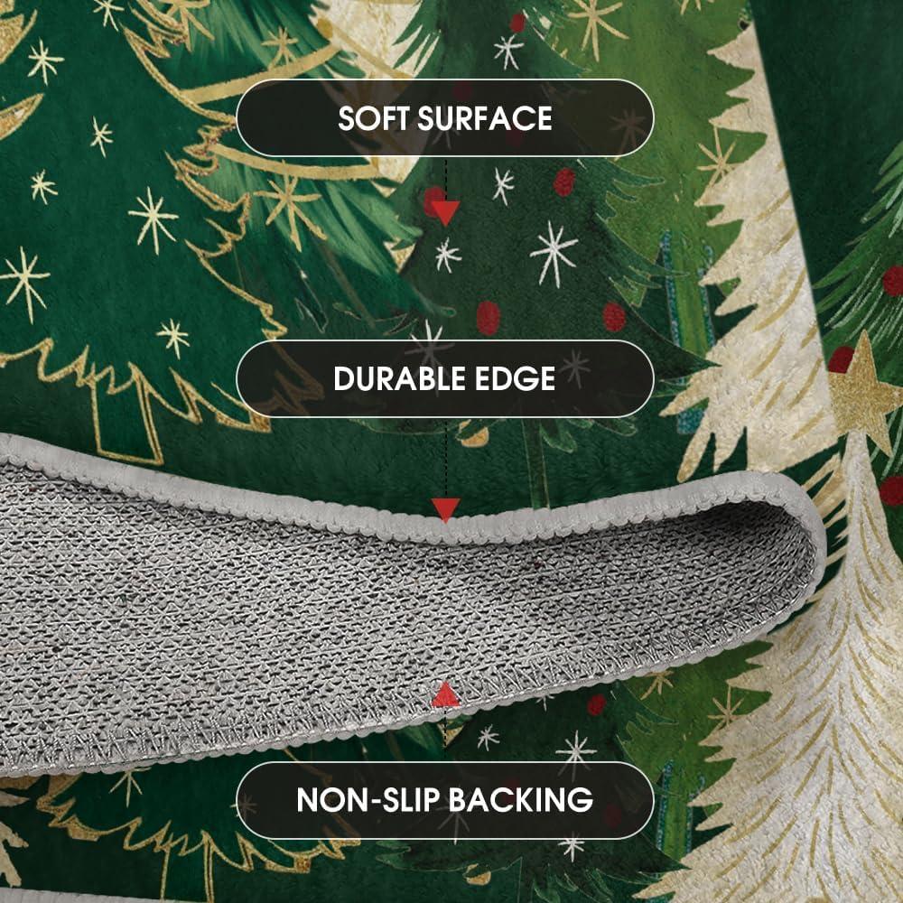 image:imageArtoid Mode Red Xmas Tree Snowflake Christmas Area Rug Winter Home Decor LowProfile NonSlip Washable Large Rug for Living Room Bedroom Farmhouse Dining Room Kids Playroom 5x7 FeetGreen