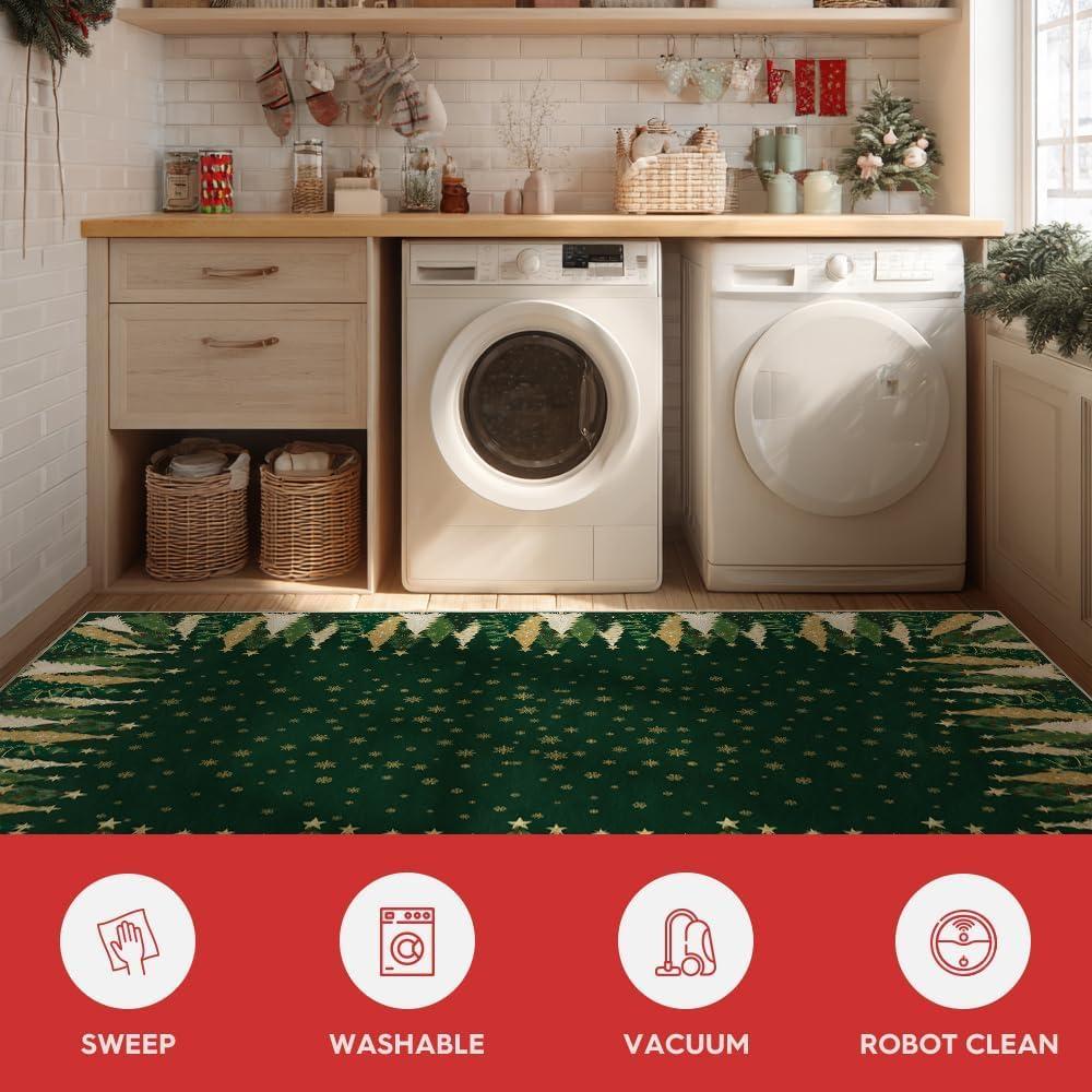 image:imageArtoid Mode Red Xmas Tree Snowflake Christmas Area Rug Winter Home Decor LowProfile NonSlip Washable Large Rug for Living Room Bedroom Farmhouse Dining Room Kids Playroom 5x7 FeetGreen