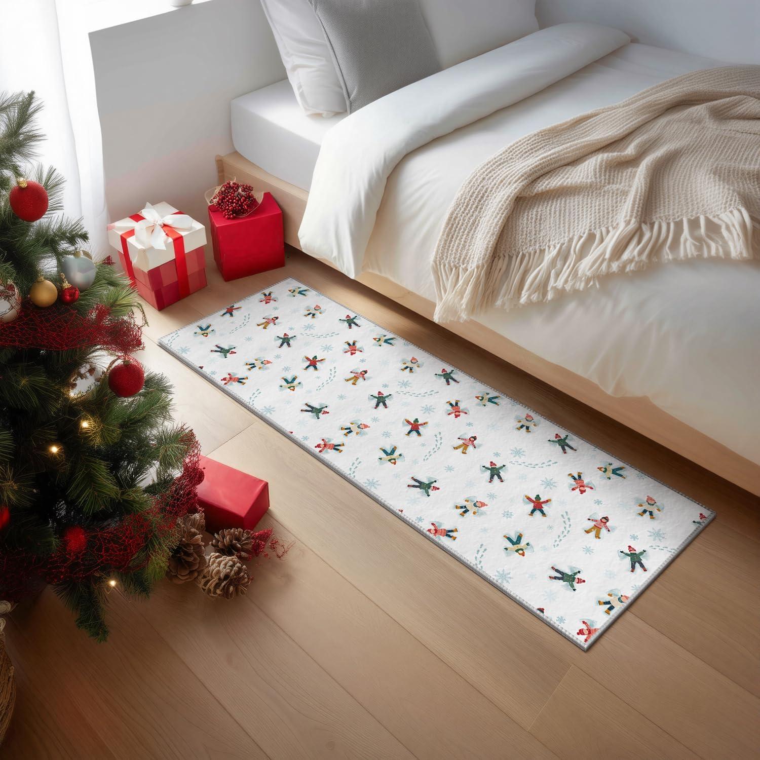 image:imageArtoid Mode White Snow Children Winter Area Rug Christmas Home Decor LowProfile NonSlip Washable Large Rug for Living Room Bedroom Farmhouse Dining Room Kids Playroom 5x7 FeetWhite