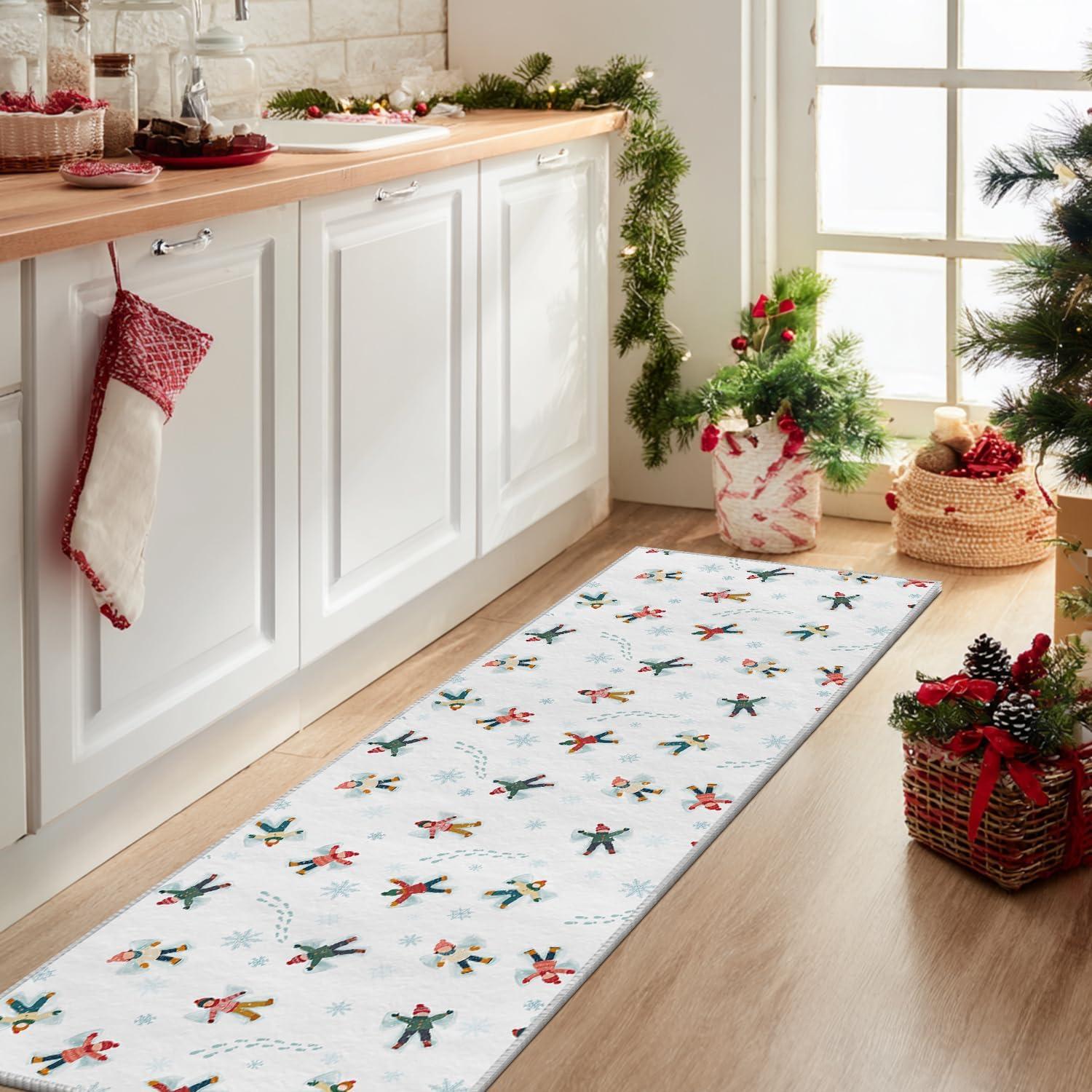 image:imageArtoid Mode White Snow Children Winter Area Rug Christmas Home Decor LowProfile NonSlip Washable Large Rug for Living Room Bedroom Farmhouse Dining Room Kids Playroom 5x7 FeetWhite