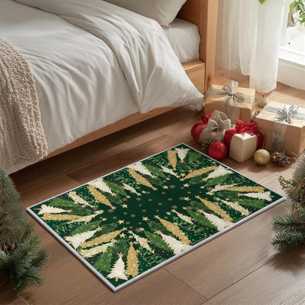 image:imageArtoid Mode Red Xmas Tree Snowflake Christmas Area Rug Winter Home Decor LowProfile NonSlip Washable Large Rug for Living Room Bedroom Farmhouse Dining Room Kids Playroom 5x7 FeetGreen