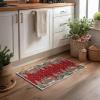 Artoid Mode Red Pine Tree Deer Christmas Door Mat, Winter Home Decor Low-Profile Non-Slip Washable Throw Rug for Kitchen Entryway Front Door Bedroom Bathroom 2×3 Feet(Red)