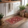 Artoid Mode Red Santa Claus Deer Christmas Area Rug, Winter Home Decor Low-Profile Non-Slip Washable Large Rug for Living Room Bedroom Farmhouse Dining Room Kids Playroom 3×5 Feet(Red)