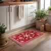 Artoid Mode Red Snowflake Pinecone Winter Area Rug, Christmas Home Decor Low-Profile Non-Slip Washable Large Rug for Living Room Bedroom Farmhouse Dining Room Kids Playroom 5×7 Feet(Red)