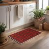 Artoid Mode Red Stripe Plaid Christmas Door Mat, Winter Home Decor Low-Profile Non-Slip Washable Throw Rug for Kitchen Entryway Front Door Bedroom Bathroom 2×3 Feet(Red)