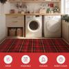Artoid Mode Red Stripe Plaid Christmas Door Mat, Winter Home Decor Low-Profile Non-Slip Washable Throw Rug for Kitchen Entryway Front Door Bedroom Bathroom 2×3 Feet(Red)