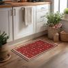 Artoid Mode Red Xmas Ball Bear Christmas Area Rug, Winter Home Decor Low-Profile Non-Slip Washable Large Rug for Living Room Bedroom Farmhouse Dining Room Kids Playroom 5×7 Feet(Red)