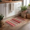 Artoid Mode Stripe Bear Tree Christmas Door Mat, Winter Home Decor Low-Profile Non-Slip Washable Throw Rug for Kitchen Entryway Front Door Bedroom Bathroom 2×3 Feet(Red/Beige)